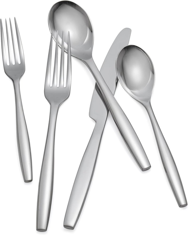 nambe Aidan Flatware Set 45Pc Set 1810 Mirror Stainless Steel Silverware Cutlery Set Designed for Home Kitchens or Restaurants Service for 8 and a 3pc Hostess Utensil Set Dishwasher Safe - Image 5