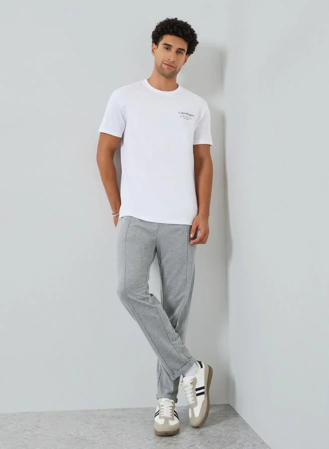 Styli Men White Graphic Print Crew Neck T-Shirt