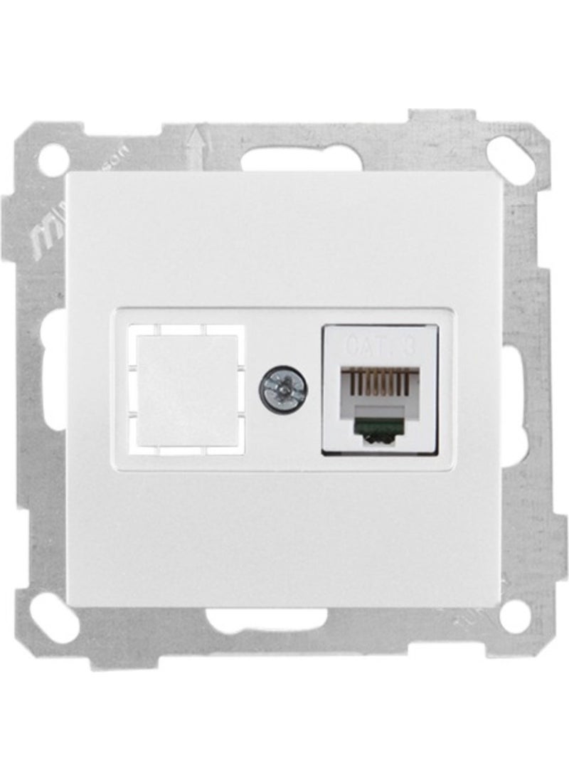 Mutlusan Candela White Mek+Key 1RJ12 Telephone Socket 