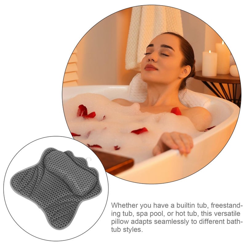 Ergonomic Bathtub Spa Pillow for Neck Head and Back Support with 6 Suction Cups Soft Pattern Material - Image 4