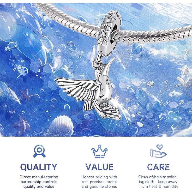 NUJIFFY 925 Sterling Silver Charms Beads for Bracelets Necklaces, Butterfly Dragonfly Bee Birds Firefly Pendant, Insect Animal Spring Summer Vitality Cute Jewelry Birthday Gifts for Women Men - Image 5