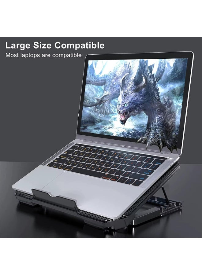 Gaming laptop cooler with 2 large fans and RGB lighting - Height adjustable stand - Compatible with all laptop sizes - Image 4