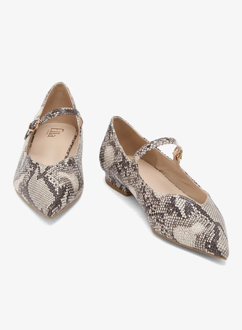 ELLA BEIGE SNAKE PU Mary-Jane Ballerina for Women | Best Price UAE