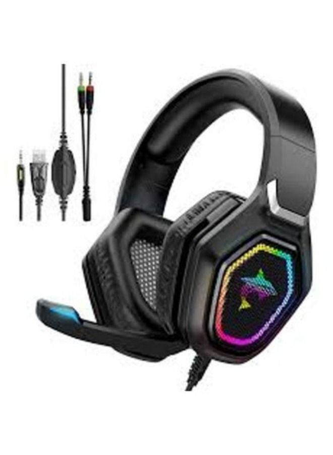 onikuma Onikuma K10 Gaming Headset with Surround Sound Pro Noise Canceling Gaming Headphones with Mic & RGB LED Light  - Image 2