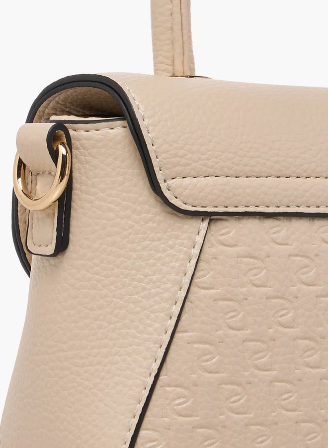 Paprika Monogram Embossed Satchel Bag with Button Closure