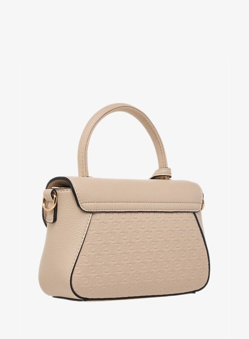 Paprika Monogram Embossed Satchel Bag with Button Closure - Image 4