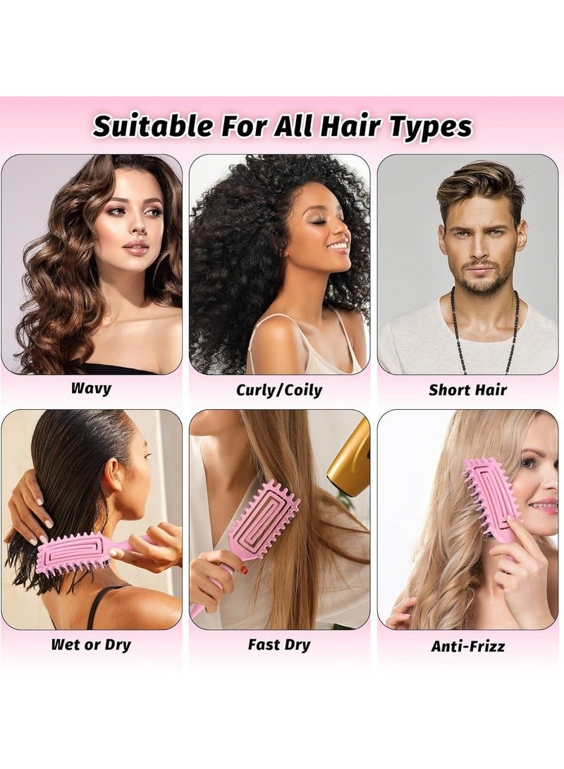 ATRJSZ Curly Hair Brush Defining, Vented Curl Defining Brush for Effortlessly Detangling Shaping and Styling Women's Men's Curls on All Wet or Dry Hair Types, Reduces Frizz (Pink)  - Image 3