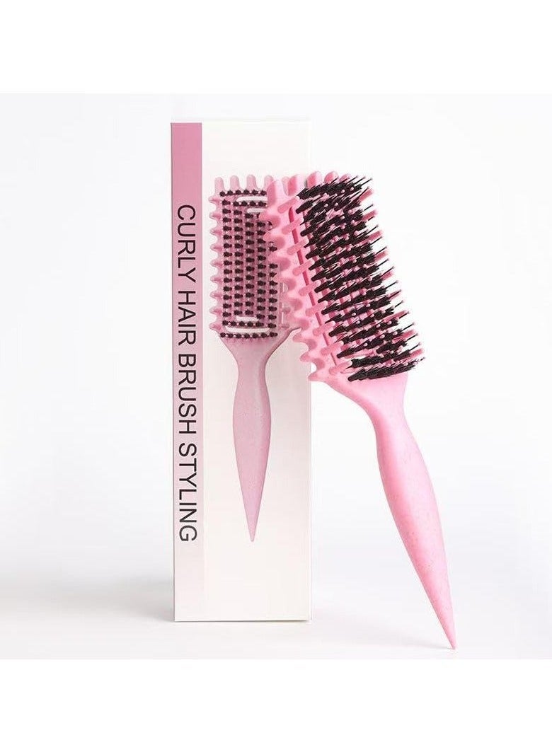 ATRJSZ Curly Hair Brush Defining, Vented Curl Defining Brush for Effortlessly Detangling Shaping and Styling Women's Men's Curls on All Wet or Dry Hair Types, Reduces Frizz (Pink)  - Image 1