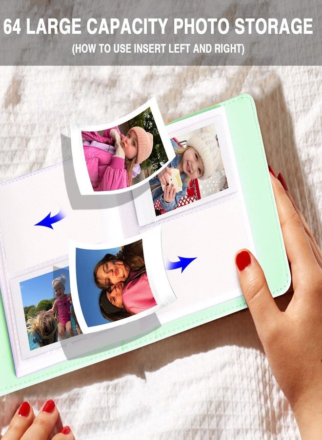 كايول ألبوم صور CAIYOULE ذو 64 جيبًا، مقاس 2.15 × 3.4 بوصة، لكاميرا Fujifilm Instax Mini الفورية ذات الفيلم مقاس 2 × 3 بوصة، متوافق مع Fuji Mini Evo/12/11/99/90/7+/ وLiPlay Link3 لألبوم الكاميرا الصغيرة (أخضر) - Image 4