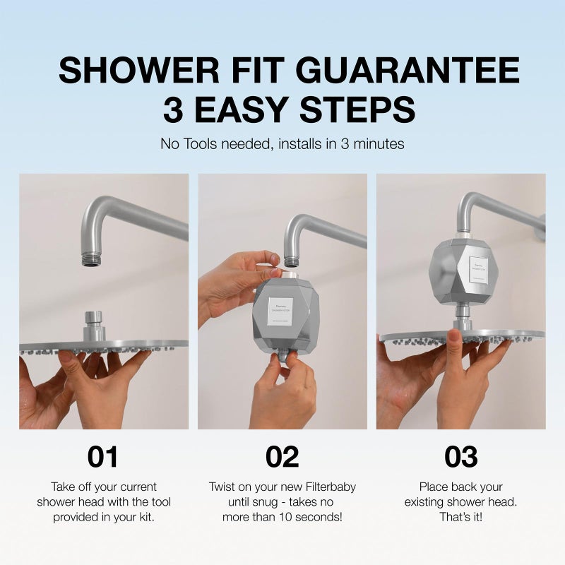 Filterbaby Diamond Series Replacement Cartridge, Activated Carbon Refill for Diamond Shower Filter, Skin & Hair Shower Filter Cartridge, Lab Tested to Reduce Chlorine & Chloramine (1 Pack) - Image 3