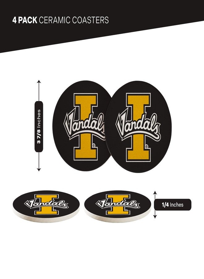 Desert Cactus University of Idaho Circle Ceramic Coasters 4 Pack Vandals U of I Absorbent Drink Coasters with Cork Backing (Design A) - Image 2