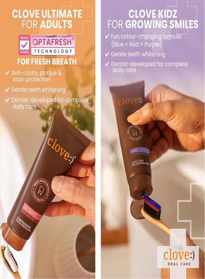 Clove Ultimate & Kidz Family Combo, Multi-Benefit Cavity Protection for Adults + Gentle Protection for Kids (3+ Years), Strawberry Flavour, Paraben-Free & Safe, 100g Each - Image 5