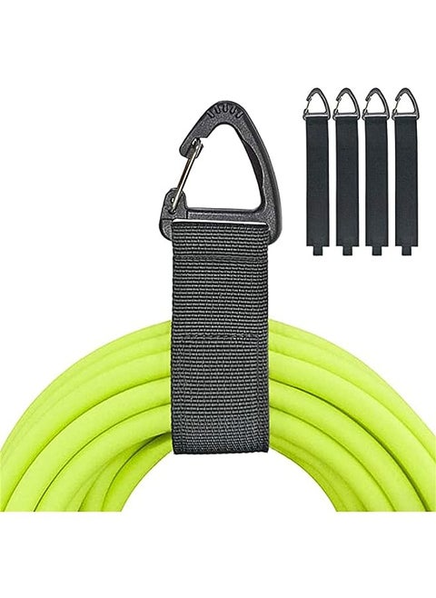 Extension Cord Holder Organizer, 16 inch Hook and Loop Heavy Duty Storage Straps with Triangle Clips, Extension Cord Hanger for Garage Organization and Storage Cord Wrap Keeper 4 Pcs (Black)