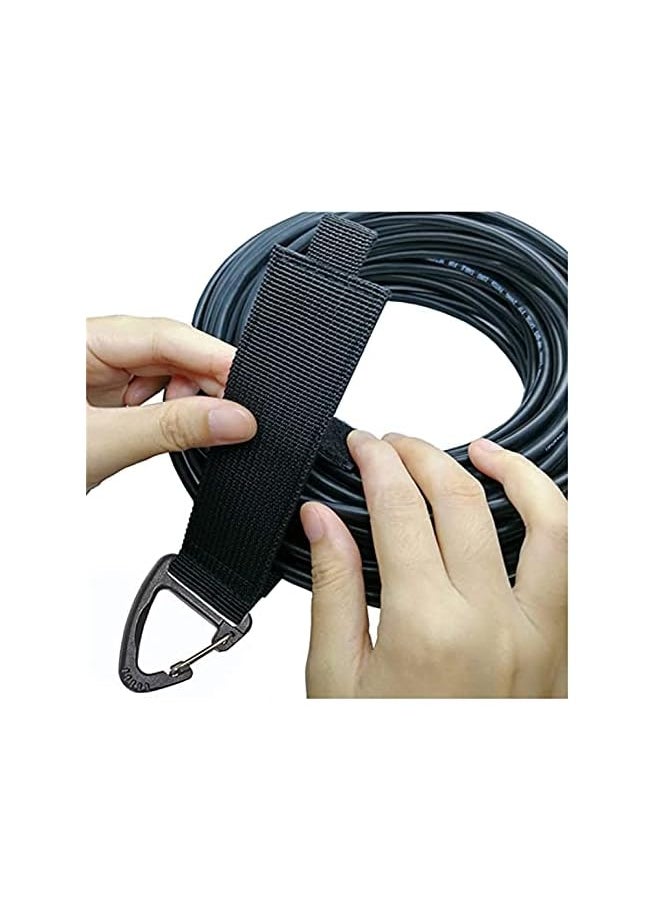 Extension Cord Holder Organizer, 16 inch Hook and Loop Heavy Duty Storage Straps with Triangle Clips, Extension Cord Hanger for Garage Organization and Storage Cord Wrap Keeper 4 Pcs (Black)
