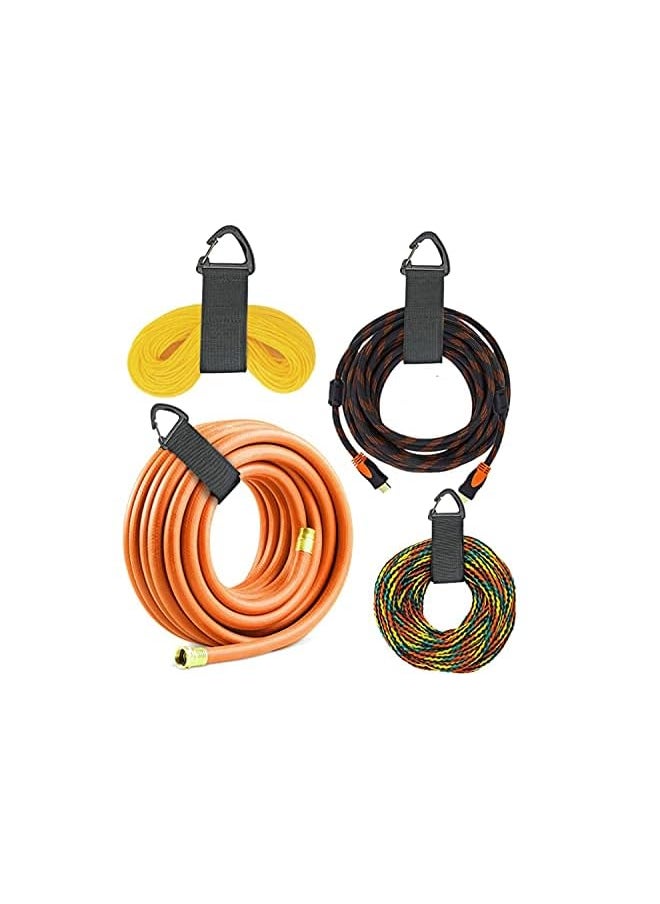 Extension Cord Holder Organizer, 16 inch Hook and Loop Heavy Duty Storage Straps with Triangle Clips, Extension Cord Hanger for Garage Organization and Storage Cord Wrap Keeper 4 Pcs (Black)