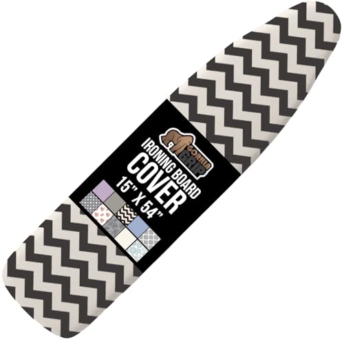 Gorilla Grip The Original GORILLA GRIP Ironing Board Cover and Pad, Silicone Coating, Thick Scorch Resistant Padding, Heavy Duty Iron Covers Standard Boards, Hook and Loop Fastener Strap, Chevron, 15x54 - Image 1