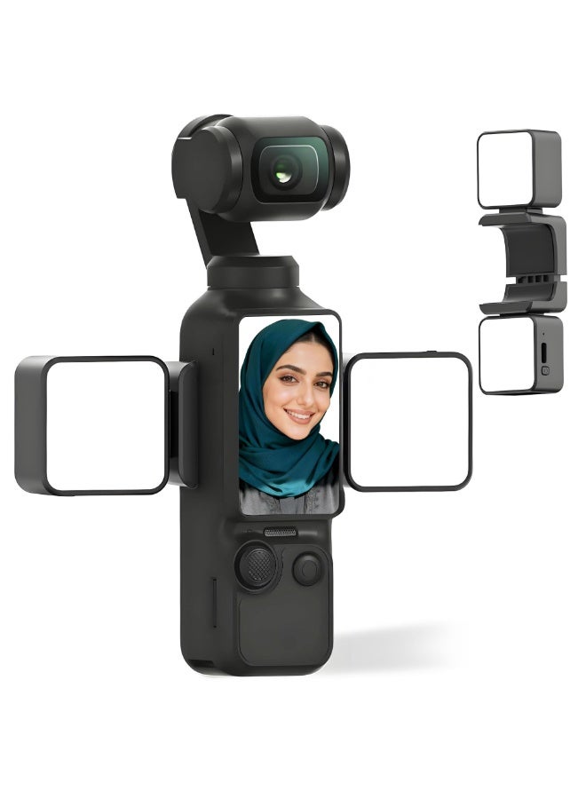 متوافق مع ملحق إضاءة الفيديو DJI Osmo Pocket 3 (قطعتان)، قابل للفصل مغناطيسيًا، سطوع قابل للتعديل من 2500 إلى 6000 كلفن، 3 مستويات سطوع، مؤشر تجسيد لوني (CRI) 95+، مثالي لتصوير الفيديوهات الشخصية (السيلفي) على يوتيوب. - Image 1