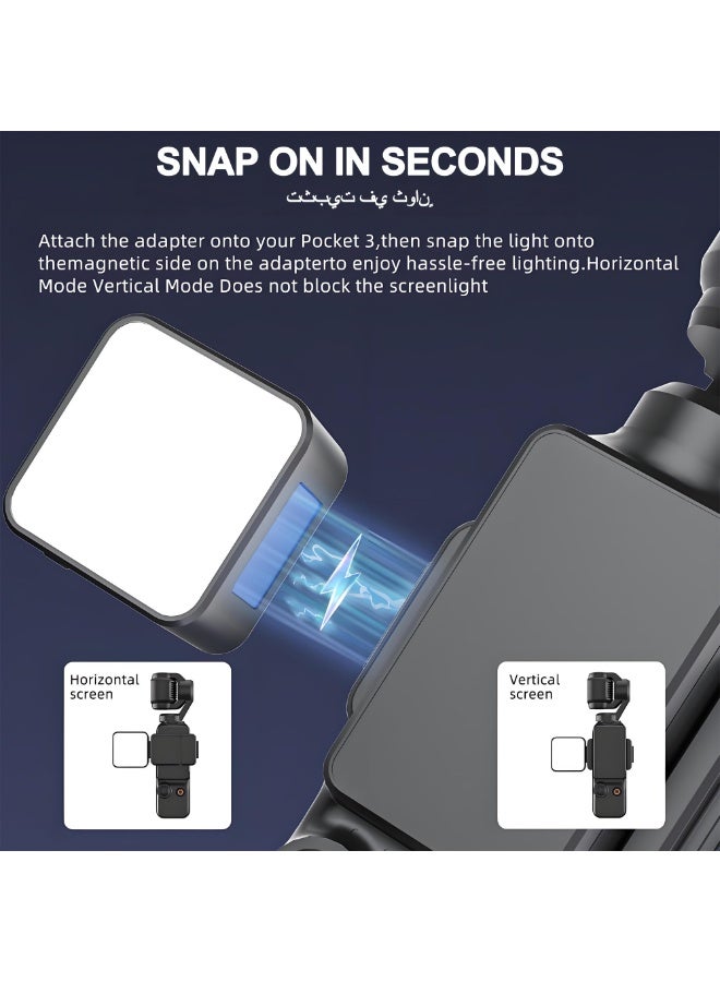 متوافق مع ملحق إضاءة الفيديو DJI Osmo Pocket 3 (قطعتان)، قابل للفصل مغناطيسيًا، سطوع قابل للتعديل من 2500 إلى 6000 كلفن، 3 مستويات سطوع، مؤشر تجسيد لوني (CRI) 95+، مثالي لتصوير الفيديوهات الشخصية (السيلفي) على يوتيوب. - Image 4