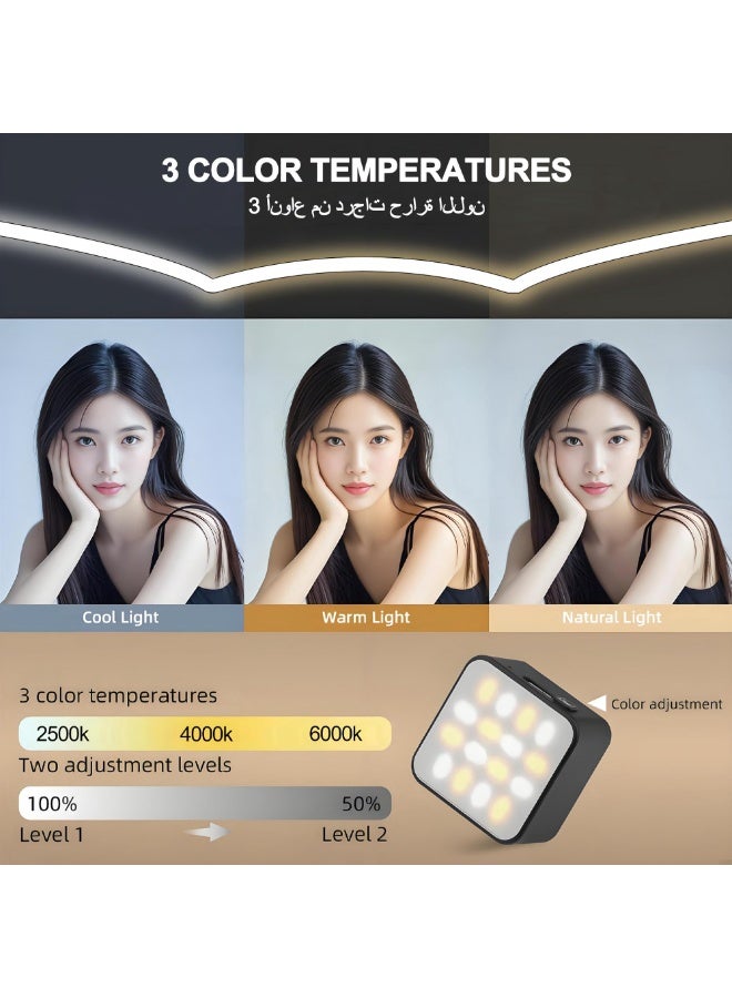 متوافق مع ملحق إضاءة الفيديو DJI Osmo Pocket 3 (قطعتان)، قابل للفصل مغناطيسيًا، سطوع قابل للتعديل من 2500 إلى 6000 كلفن، 3 مستويات سطوع، مؤشر تجسيد لوني (CRI) 95+، مثالي لتصوير الفيديوهات الشخصية (السيلفي) على يوتيوب. - Image 3