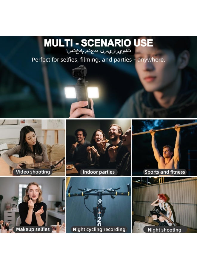 متوافق مع ملحق إضاءة الفيديو DJI Osmo Pocket 3 (قطعتان)، قابل للفصل مغناطيسيًا، سطوع قابل للتعديل من 2500 إلى 6000 كلفن، 3 مستويات سطوع، مؤشر تجسيد لوني (CRI) 95+، مثالي لتصوير الفيديوهات الشخصية (السيلفي) على يوتيوب. - Image 5