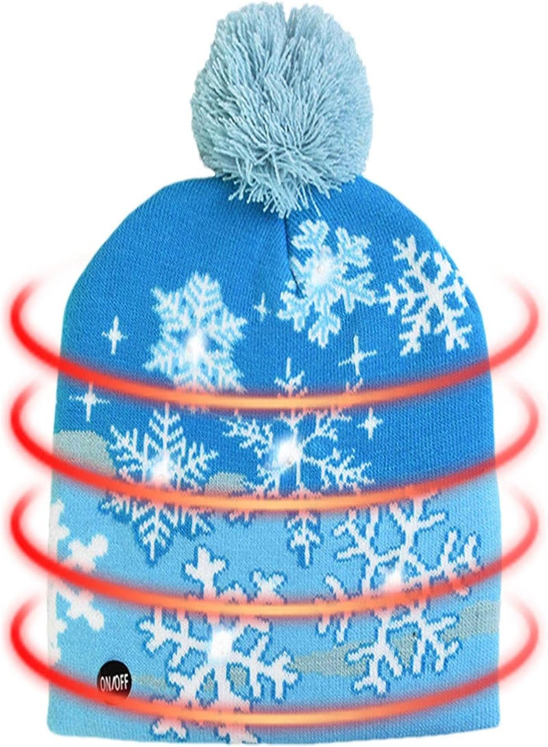 GGOOT Christmas Light Beanie Hat - Christmas Party LED Hat,Party Decorative Hats with Knitted Pattern Costume Supplies Women, Men - Image 1