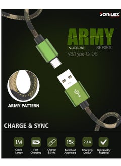SOniLEX SL-CDC-280 Charge & SYNC Army Cable V8/Type-c /iOS  - Image 2