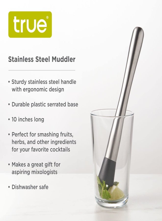True Bar Muddler for Cocktails - Cocktail Muddler Stainless Steel with Textured Plastic Base - Dishwasher Safe, 10 Inches Set of 1 - Image 3