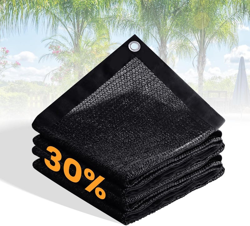 VICLLAX 30% Sun Shade Cloth Greenhouse Netting Outdoor Privacy Screen Mesh with Grommets for Garden, Patio, Pergola, Plants, 12×16 FT, Black - Image 1