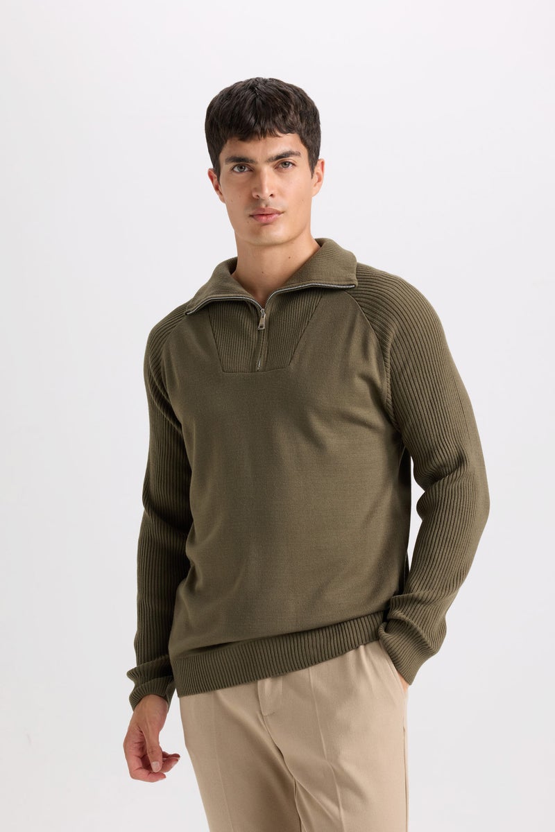 DeFacto Boy Standard Fit Half Zipper Stand Collar Knitted Pullover  - Image 4