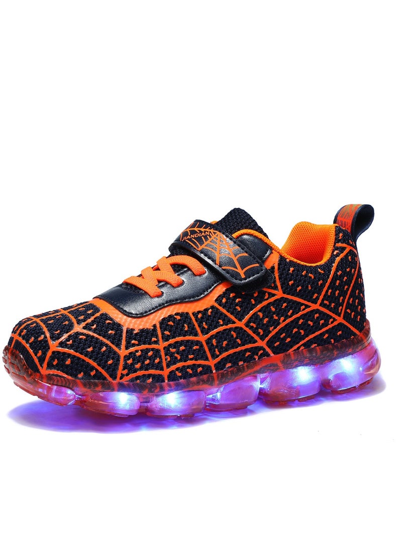 FASHION Walking Shoes LED Lights Shoes Light Up Boys And Girls Children USB Charge Orange
