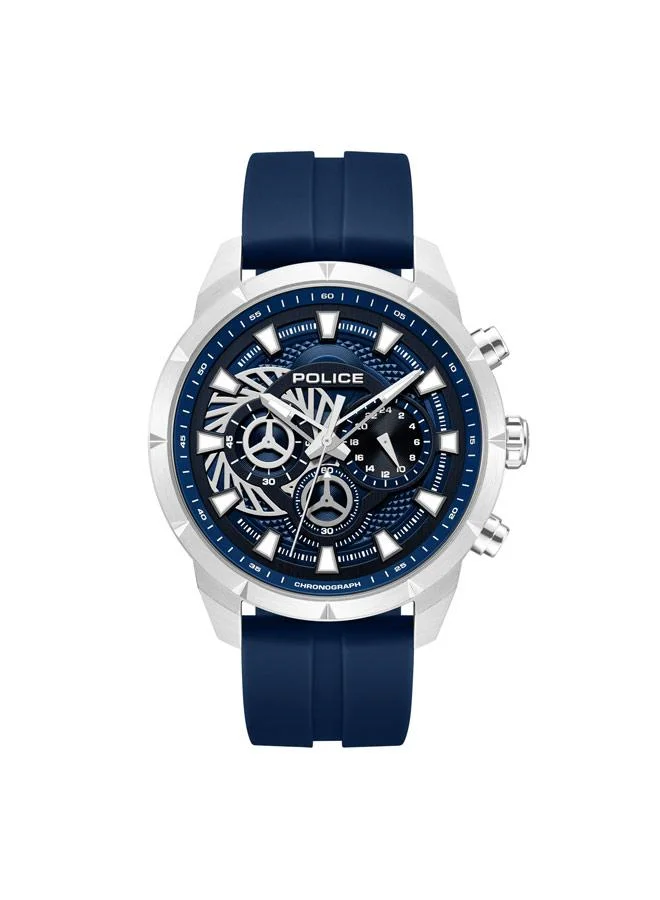 بوليس Neist Blue Dial Silicone Strap Chronograph Watch for Men, 45mm