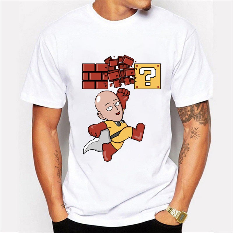 1049 Anime One Punch Superman Fashion Printed Men's T-Shirt Cross-border wish Hot Selling Trendy Men's Short-sleeved Base Shirt - Image 1