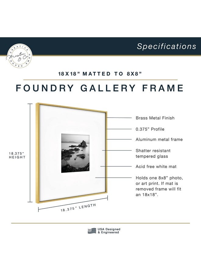 MCS MCS Master & Co. Foundry Metal 18x18 Square Picture Frame, Display Pictures 8x8 With Mat or 18x18 Without Mat, Wall Hanging Frame for Photos & Posters, Brass (1-Pack)  - Image 2