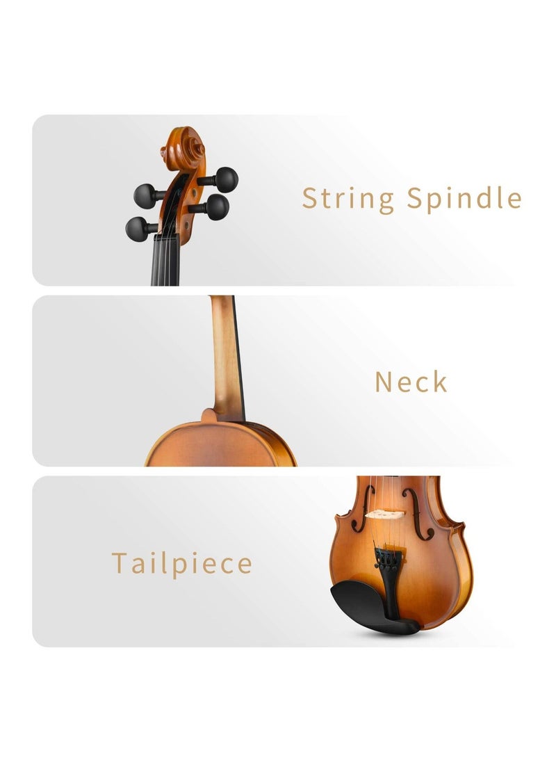 Mike Music 3/4 Violin Set Full Size Fiddle for Beginners Students with Hard Case, Rosin, Bow, and Extra 1st Strings (3/4)  - Image 2