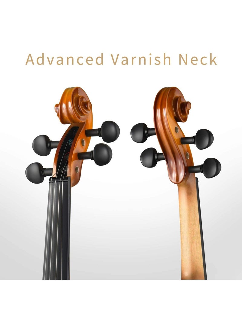 Mike Music 3/4 Violin Set Full Size Fiddle for Beginners Students with Hard Case, Rosin, Bow, and Extra 1st Strings (3/4)  - Image 4