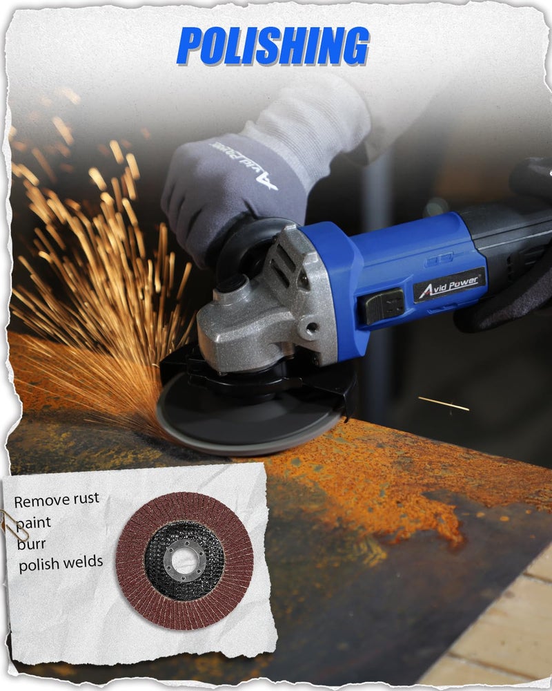 AVID POWER Angle Grinder, 7.5-Amp 4-1/2 inch Electric Grinder Power Tools with Grinding Wheels, Cutting Wheels, Flap Disc and Auxiliary Handle for Cutting, Grinding, Polishing and Rust Removal - Blue - Image 5