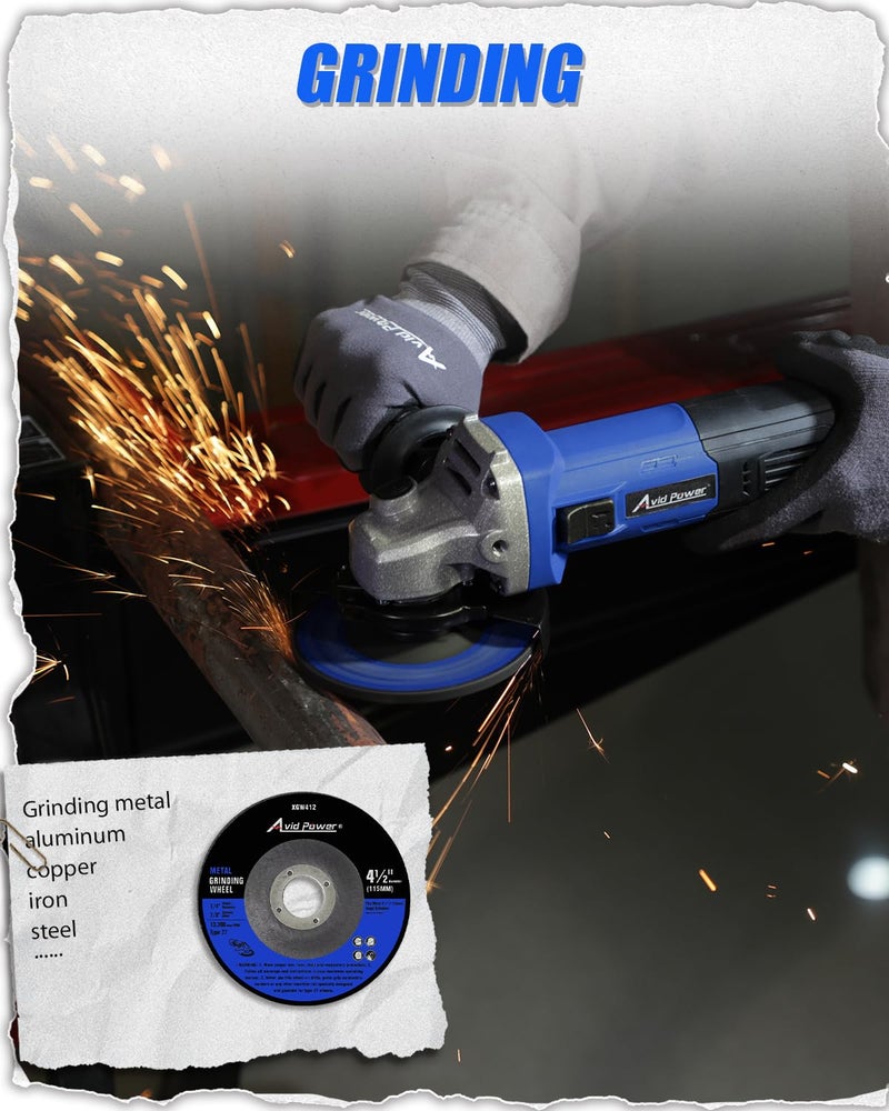 AVID POWER Angle Grinder, 7.5-Amp 4-1/2 inch Electric Grinder Power Tools with Grinding Wheels, Cutting Wheels, Flap Disc and Auxiliary Handle for Cutting, Grinding, Polishing and Rust Removal - Blue - Image 4