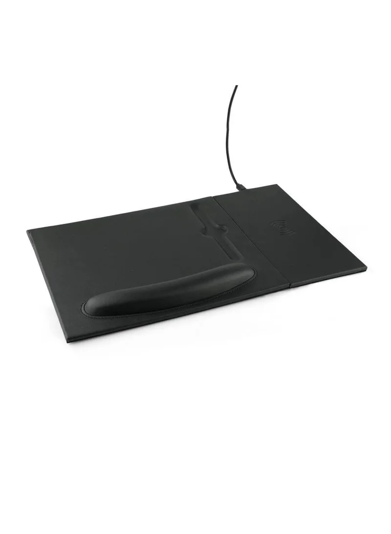 Memorii Mouse pad with wrist support | 2-in-1 mousepad with detachable and attachable 10W wireless charger pad, tech gift for men, boss, office corporate gifts (Black)
