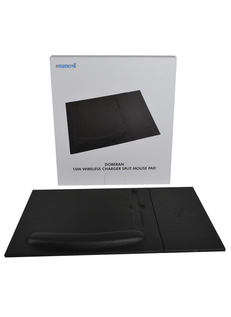 Memorii Mouse pad with wrist support | 2-in-1 mousepad with detachable and attachable 10W wireless charger pad, tech gift for men, boss, office corporate gifts (Black)  - Image 4