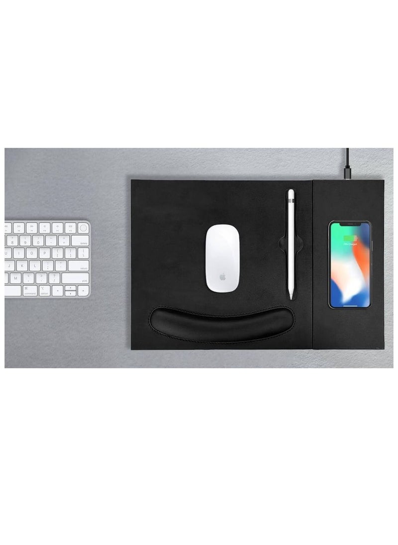 Memorii Mouse pad with wrist support | 2-in-1 mousepad with detachable and attachable 10W wireless charger pad, tech gift for men, boss, office corporate gifts (Black)  - Image 5
