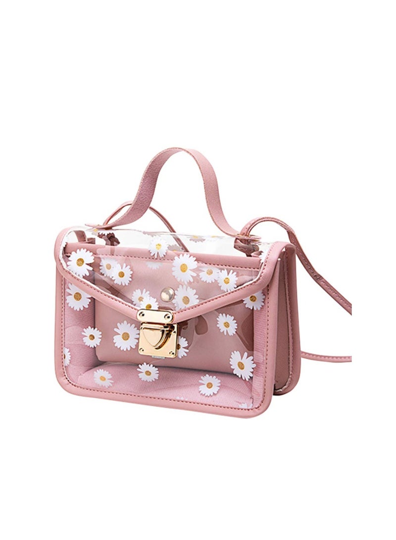 Chic Daisy Floral Crossbody Bag for Women, Stylish Clear Handbag with Chain, Perfect Gift for Girls and Women in Pink - Image 1