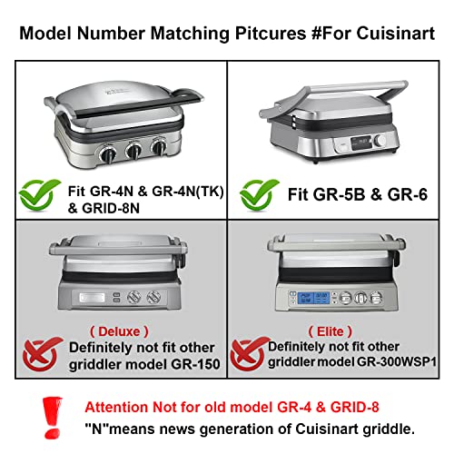 GVODE Waffle Plates Only for Cuisinart Griddler GR-4N, GR-5B, GR-6 and GRID-8N Series, Nonstick Coating Baking Waffle Plates by Gvode - Image 2