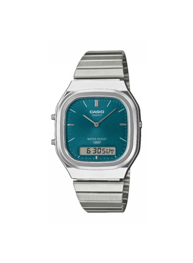 CASIO Vintage Analog-Digital Quartz AQ‑240E‑3ADF Unisex Watch, 40.9 mm Teal Dial, Chrome-Plated Resin Case & Stainless Steel Bracelet, 50 m WR - Image 5
