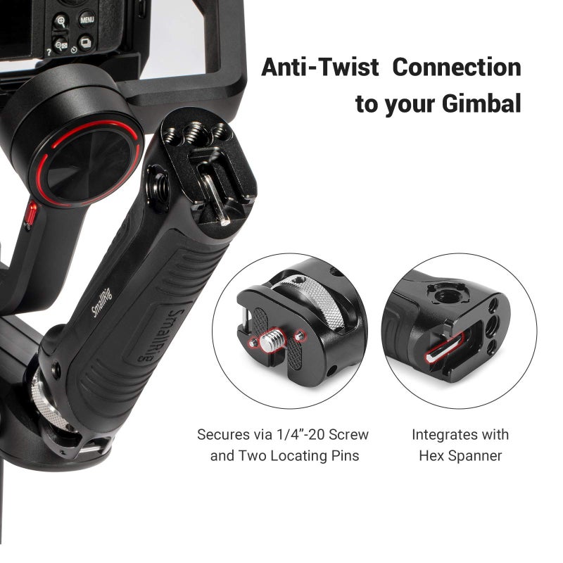 SmallRig Handle Grip Handgrip for Zhiyun-Tech WEEBILL-S Gimbal with Cold Shoe Mount Built-in Wrench, Multiple Threaded Holes - BSS2636C