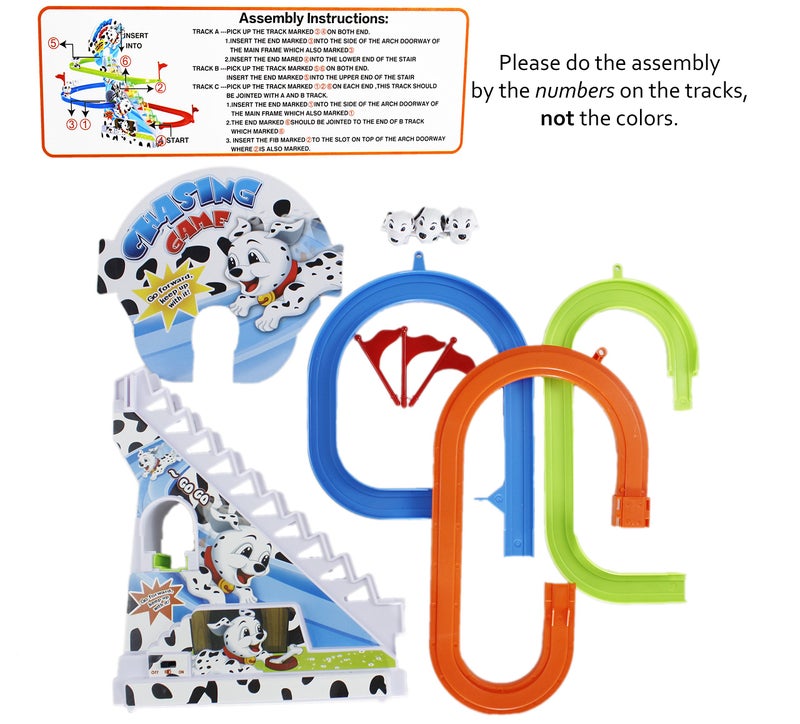 Haktoys Dalmatian Slide Toy Set: Sliding Dogs Track Set Stair Climbing Dalmatians Puppy Playset with Music On/Off Switch for Quiet Play Option - Image 5