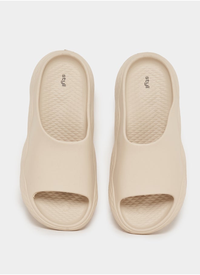 Styli - Styli Textured Sole Thick Band Slip On Slides - Image 1