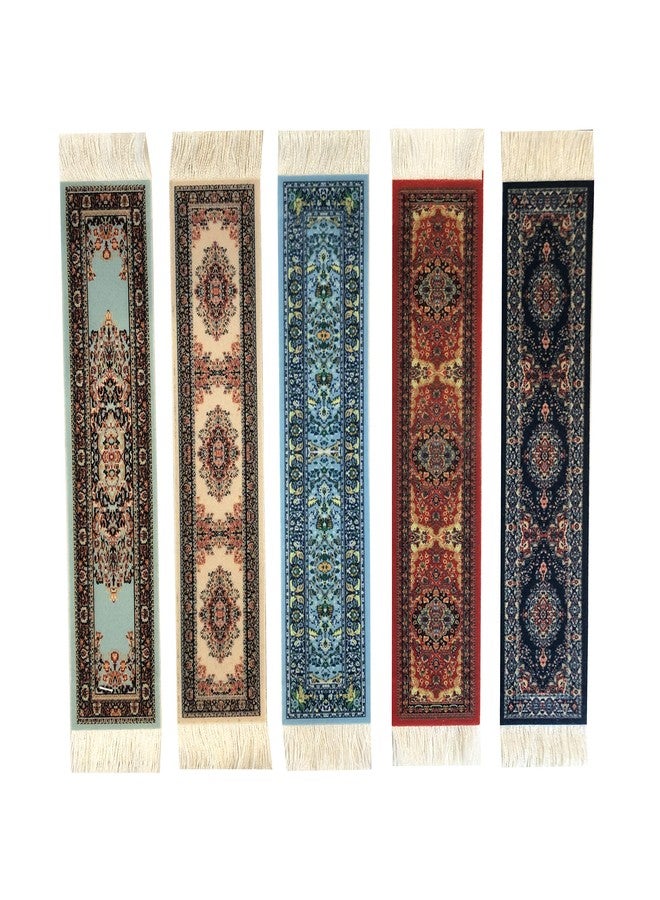 Inusitus Set of 5 Rug Bookmarks, Colorful Carpet Book Marks for Reading, Miniature Oriental Style Design, Novelty Office Accessories - Image 1
