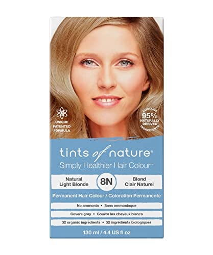 tints of nature تنتس أوف ناتشر 8N أشقر فاتح طبيعي صبغة شعر دائمة، تغذي الشعر وتغطي الشيب، خالية من الأمونيا، 4.4 أونصة سائلة - Image 1
