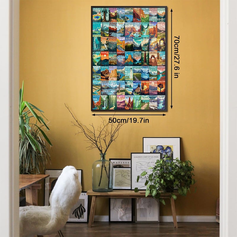 PICKFORU National Parks Puzzle for Adults 1000 Pieces, Travel Poster Landscape Puzzle Including Zion Yellowstone Yosemite, Nature Jigsaw Puzzles Scenery Mountain Scene - Image 3