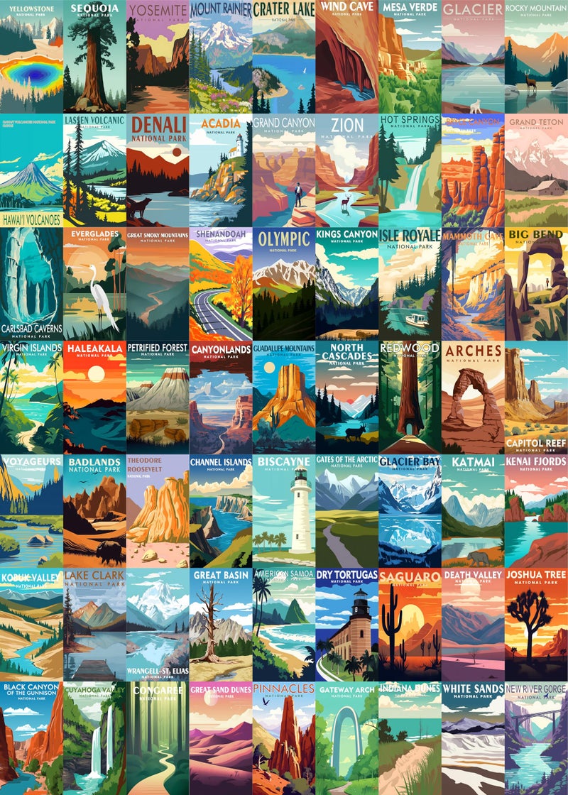 PICKFORU National Parks Puzzle for Adults 1000 Pieces, Travel Poster Landscape Puzzle Including Zion Yellowstone Yosemite, Nature Jigsaw Puzzles Scenery Mountain Scene - Image 1
